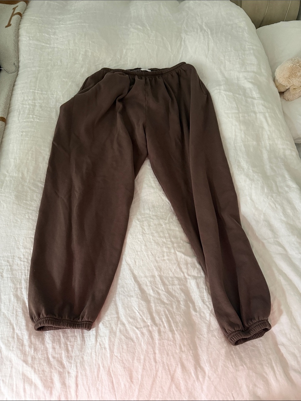 Women's Brown Elastic-Waist Sweatpants